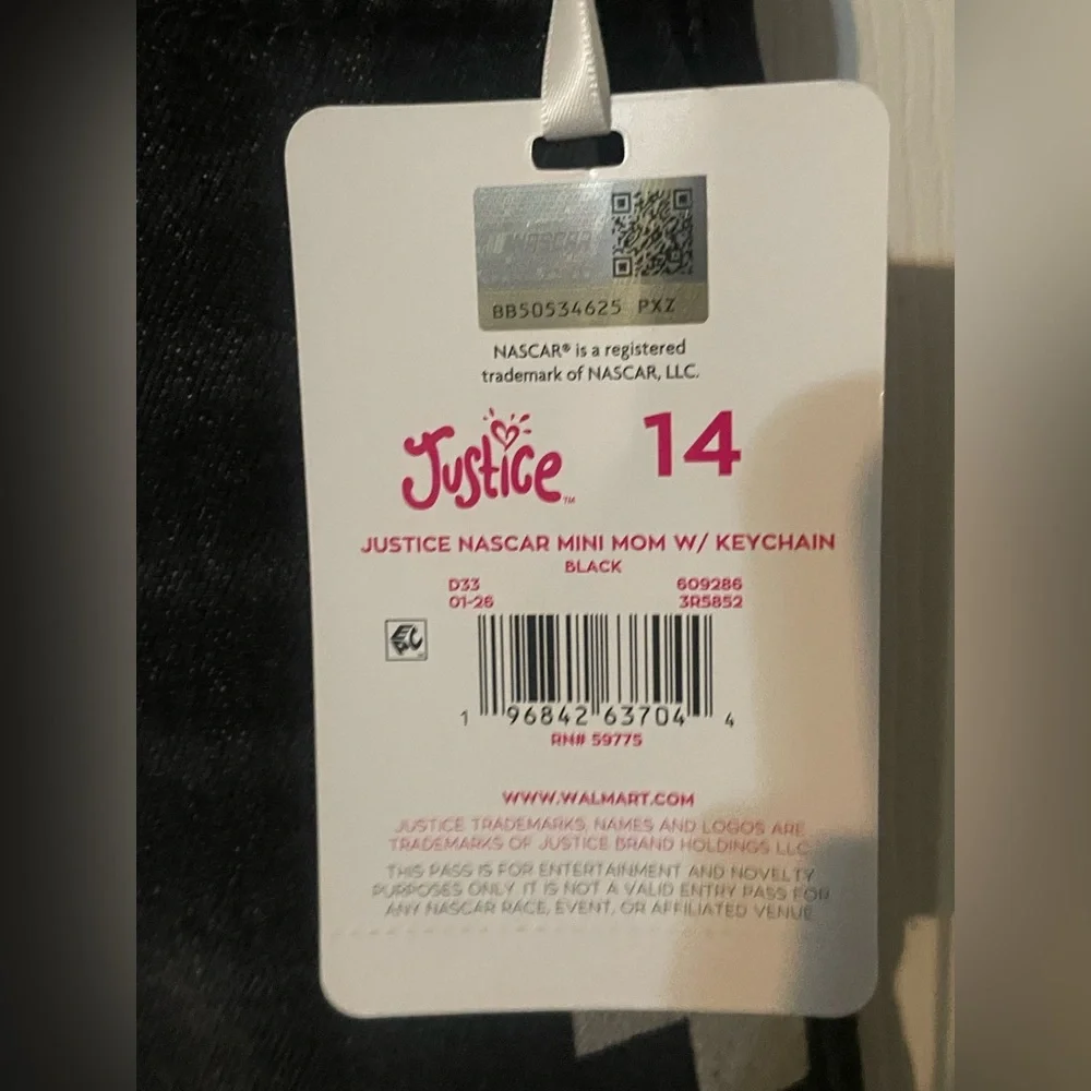Justice x NASCAR Girls Black Denim Shorts Size 14 NWT‎ Keychain Included